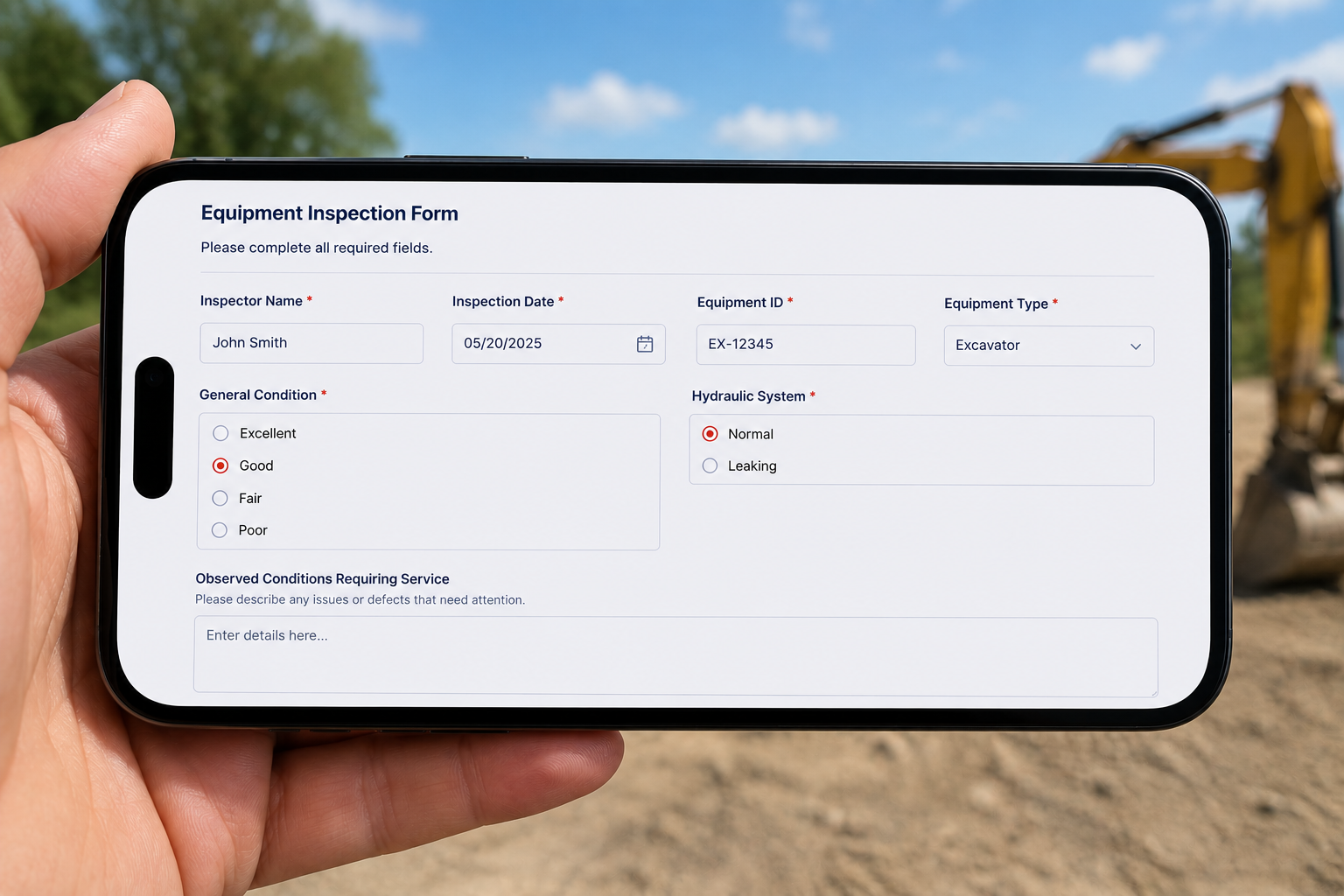 Phone with Inspection Form